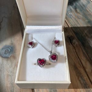Sterling Silver Ruby Red Jewelry Set